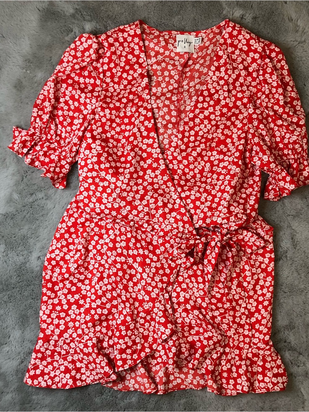 Polly Red Floral Wrap Dress